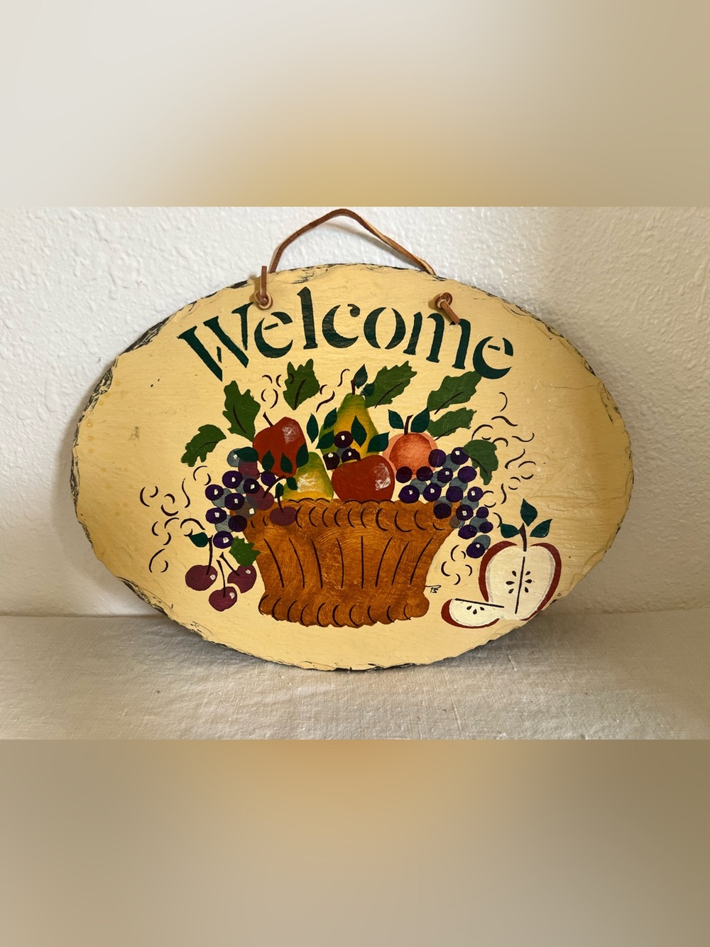 Welcome Fruit Basket Wall Decor - Slate